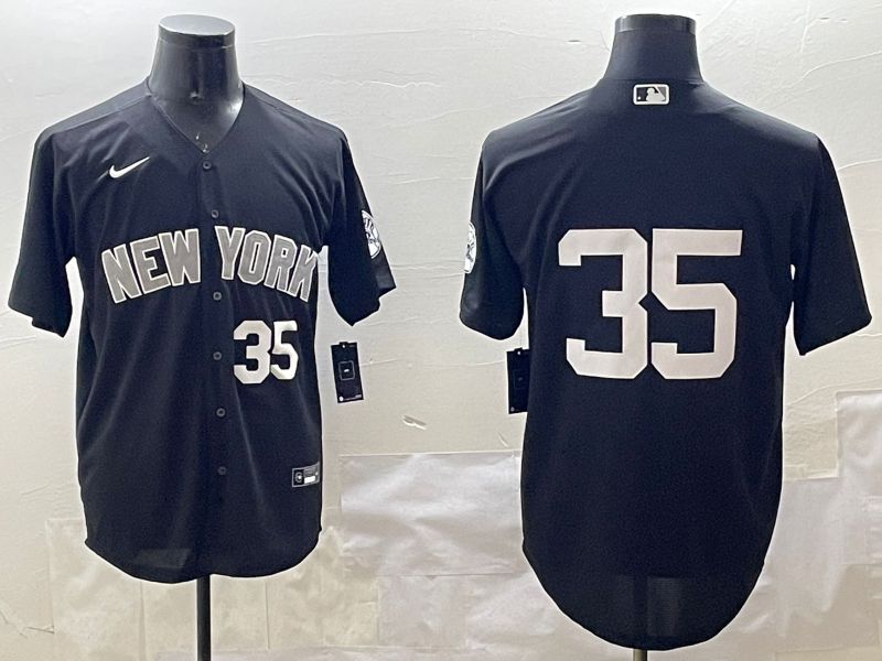 Men New York Yankees #35 No Name Black Game 2025 Nike MLB Jersey style 2